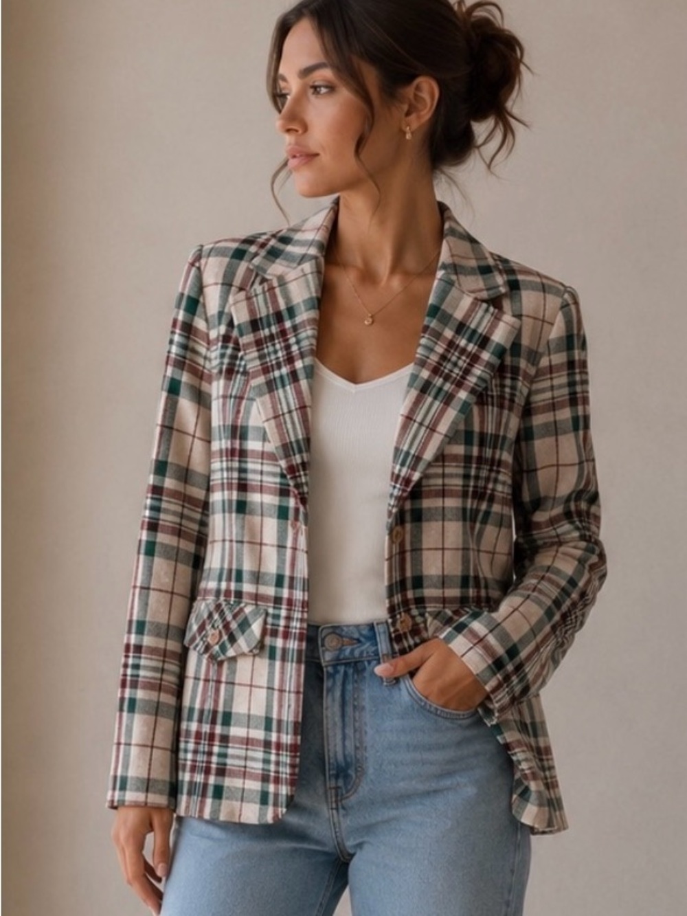 vintage SEARS JR Bazaar green plaid blazer